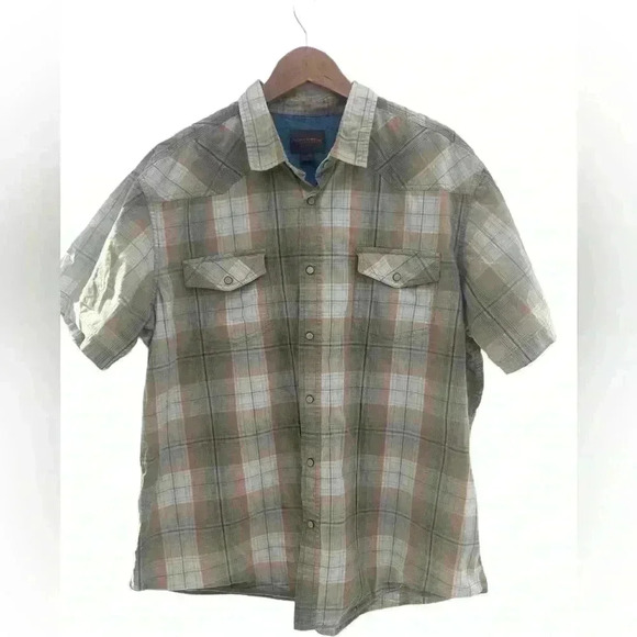 Northwest Territory Men’s Pearl Snap Brown Plaid Shirt - Picture 1 of 8